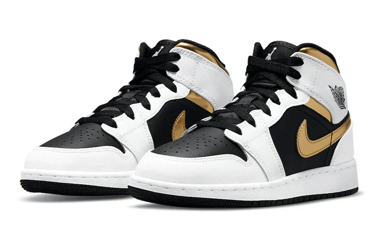 Jordan 1 Mid White Gold Black 