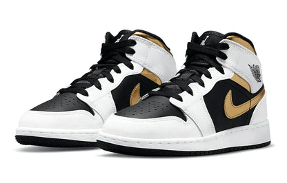 Jordan 1 Mid White Gold Black 