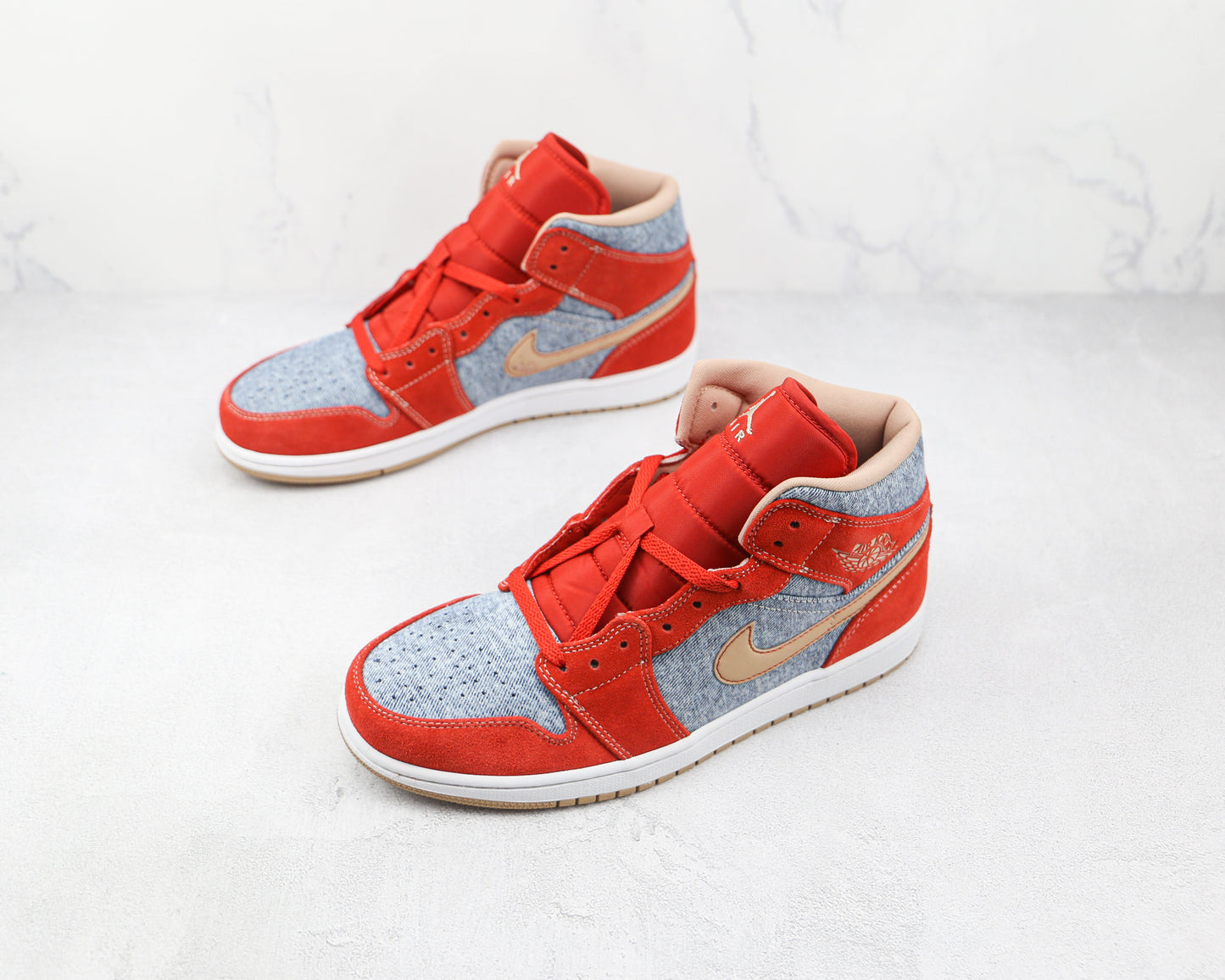 Jordan 1 Mid Denim Red 