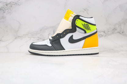 Jordan 1 Retro High White Black Volt University Gold 