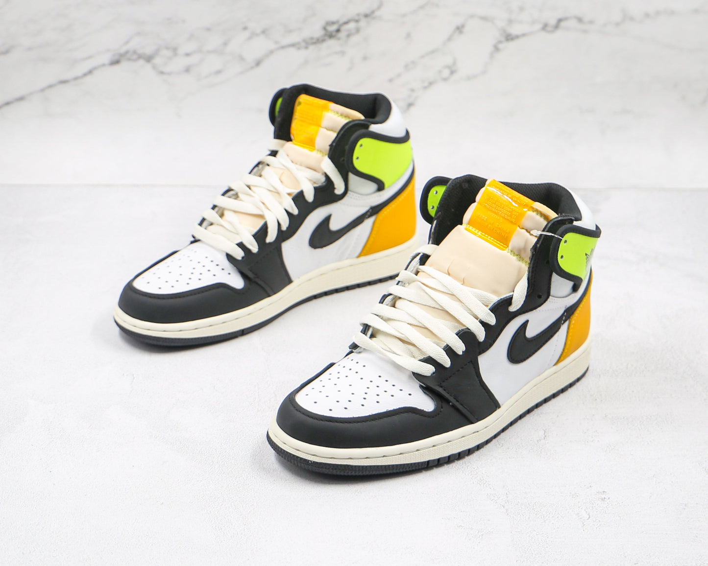 Jordan 1 Retro High White Black Volt University Gold 