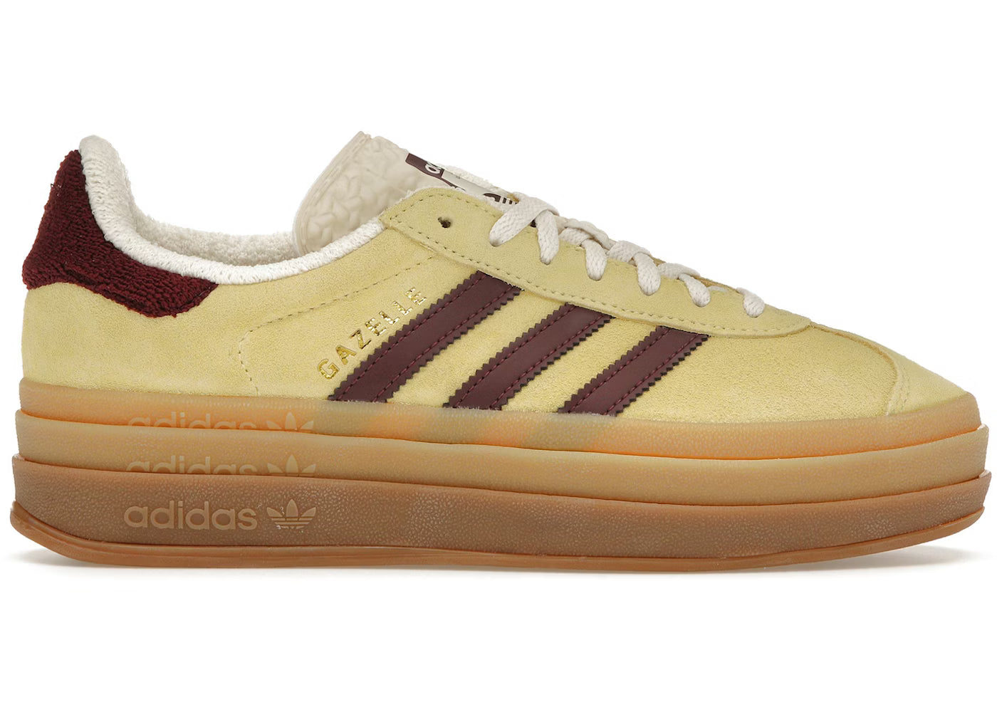 Adidas Gazelle Bold Almost Yellow Maroon 